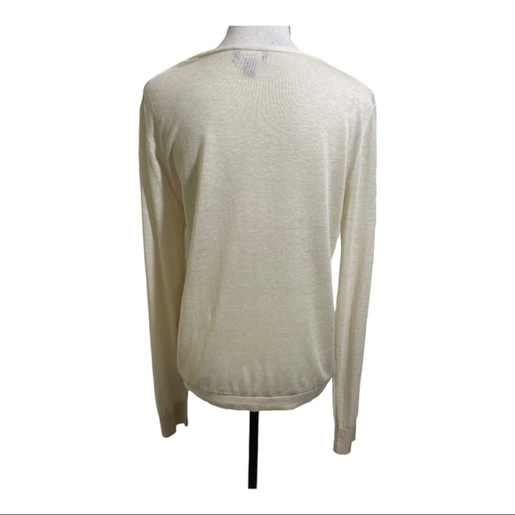 Faconnable womens button down silk & linen blend cardigan sweater. Ivory Small - Picture 4 of 10